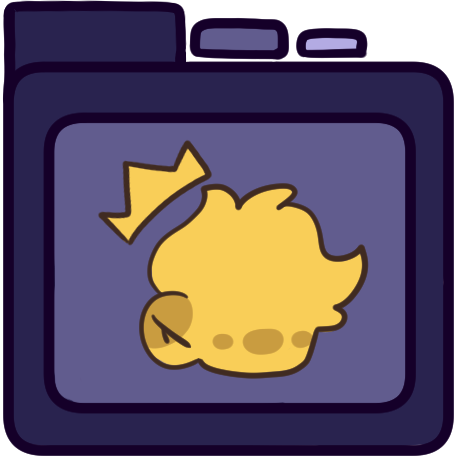 a purple file folder with a featureless person on it who is wearing a crown.